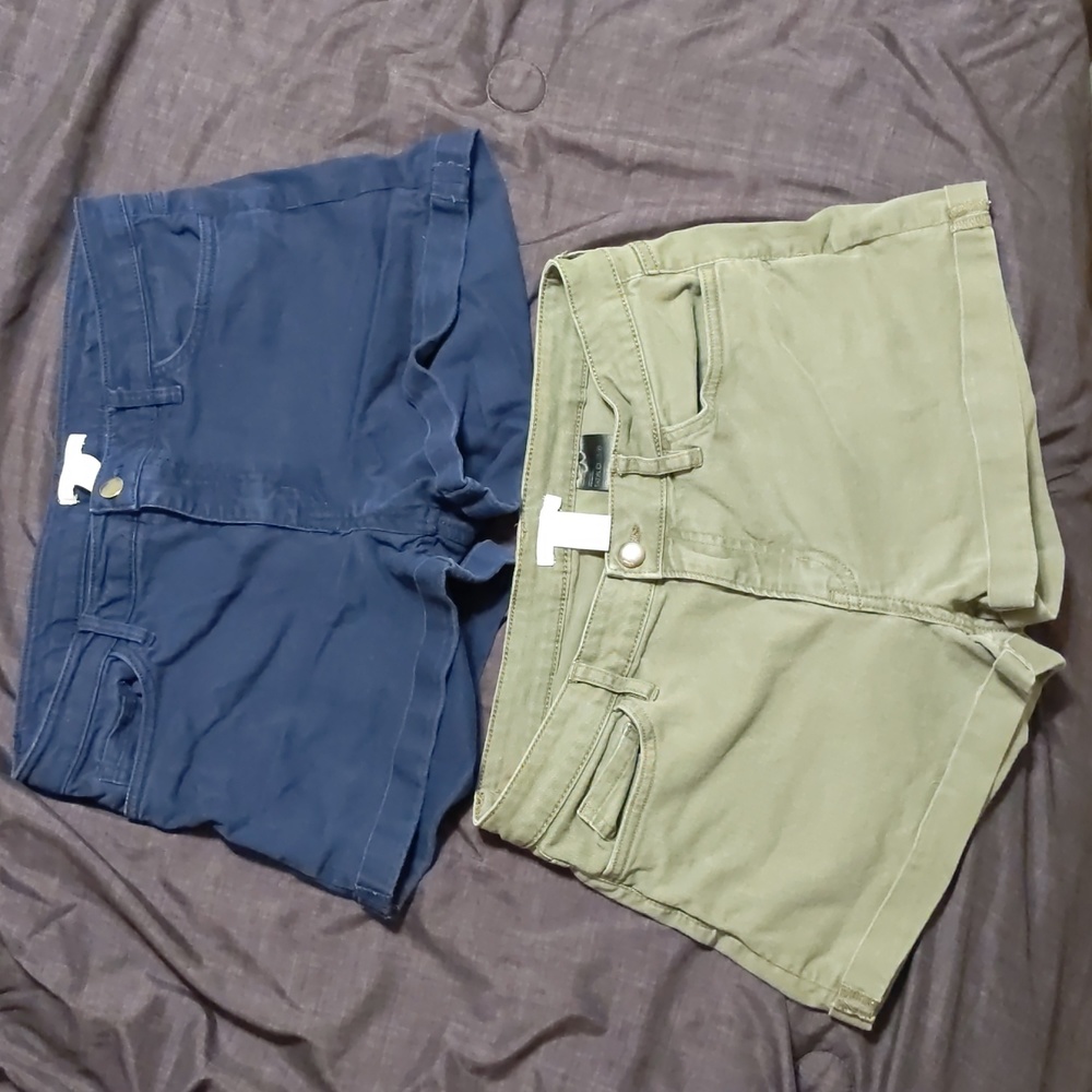 H&M Cotton 2" Inseam Shorts in Navy and Olive Green